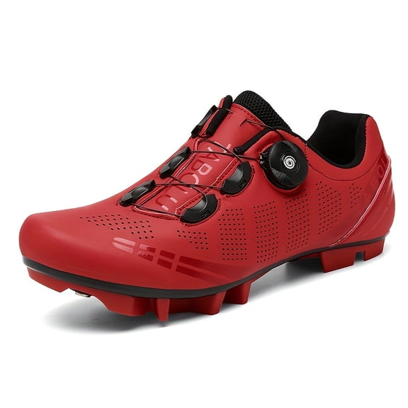 Men'S SPD Compatible Cycling Shoes, Lightweight Breathable Design, Rotating Buckle Closure, TPU Sole, Suitable for Mountain Biking, Cycling Sneakers, White/Black/Blue/Red, Professional Casual Riding