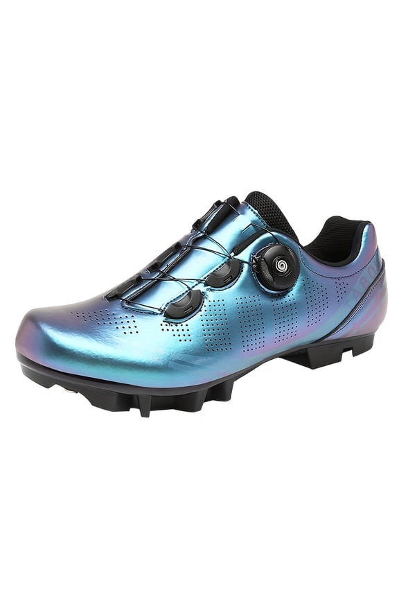 Men'S SPD Compatible Cycling Shoes, Lightweight Breathable Design, Rotating Buckle Closure, TPU Sole, Suitable for Mountain Biking, Cycling Sneakers, White/Black/Blue/Red, Professional Casual Riding