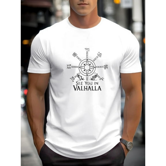 Men'S See No Evil Hear No Evil Speak No Evil Valhalla Graphic Tee - Casual Cotton Summer Short Sleeve Round Neck T-Shirt for Adults, Casual Wear | Norse Viking Design | Breathable Fabric