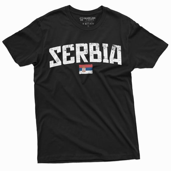 Men'S Serbia T-Shirt Serbian Flag Coat Of Arms Tee Shirt Srbijasoccer Football Tee (Large Black)