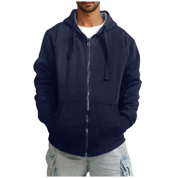 Men'S Sherpa Lined Fleece Full Zip Hooded Jacket Hoodies For Men Winter Fleece Sweatshirt Thick Warm With Pocket