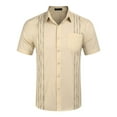 thumbnail image 1 of Men'S Shirts Short Sleeve Linen Shirt Cuban Beach Tops Pocket Guayabera Shirts Khaki Muscle Fit Men'S Top Clothes M, 1 of 3
