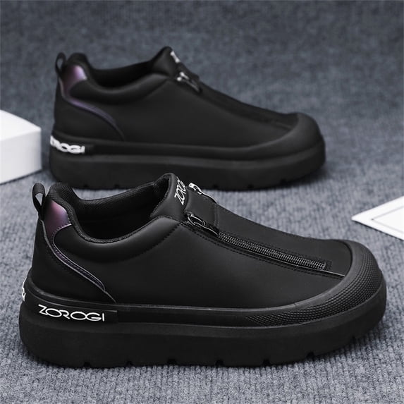 Men'S Shoes with a Side Zipper in Plus Sizes, Featuring a Comfortable And Stylish Design, Equipped with a Rubber Sole