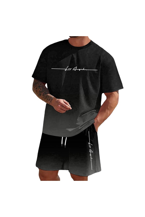 Men'S Short Sets 2 Piece Summer Beach Outfits Matching Waffle Shirt and Shorts Sets Lounge Tracksuits Summer Short Sets (Dark Gray,L)