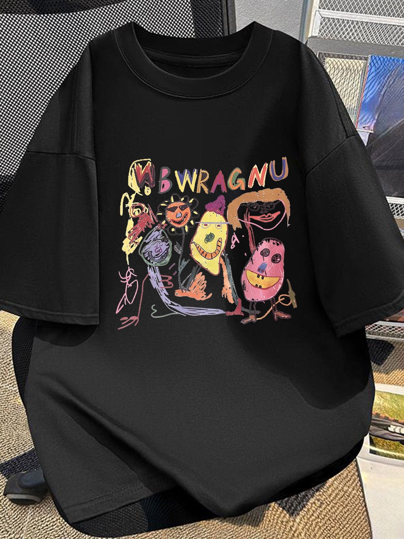 Men'S Short-Sleeve T-Shirt with Colorful Hand-Drawn Patterns, a ...