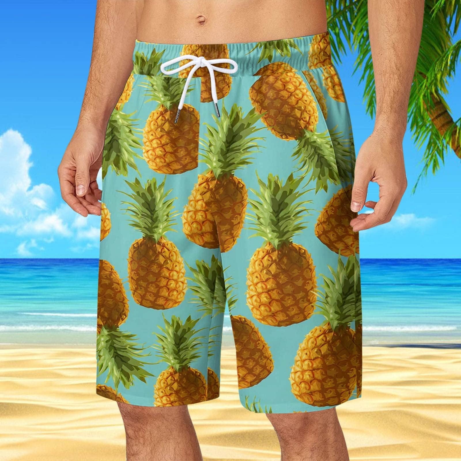 Men'S Shorts Men Hawaiian Pocket Elastic Waist Print Beach Shorts Sports  Casual Pants Cargo Shorts Men on Clearance 