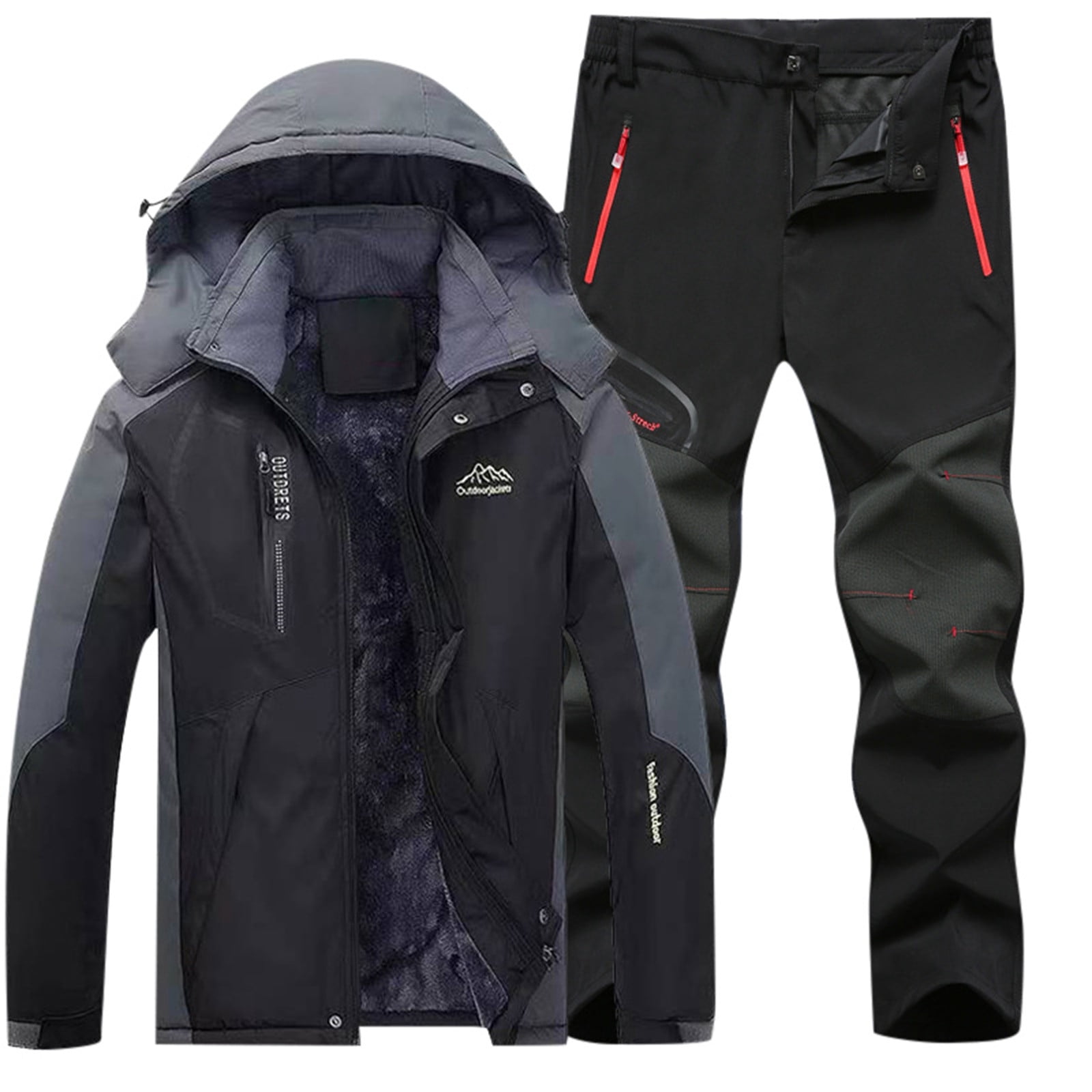 Men'S Ski Wear Winter Windproof Hooded Jacket And Pants Suitable For ...