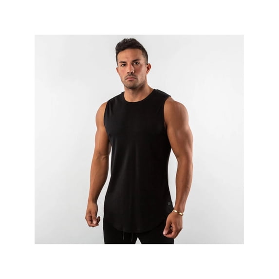 Men'S Sleeveless Shirts Quick Dry Tank Tops For Men Sun Protection Upf 50+ Athletic Gym Workout Muscle Shirts Gym Training Athletic Vest Shirt Black L