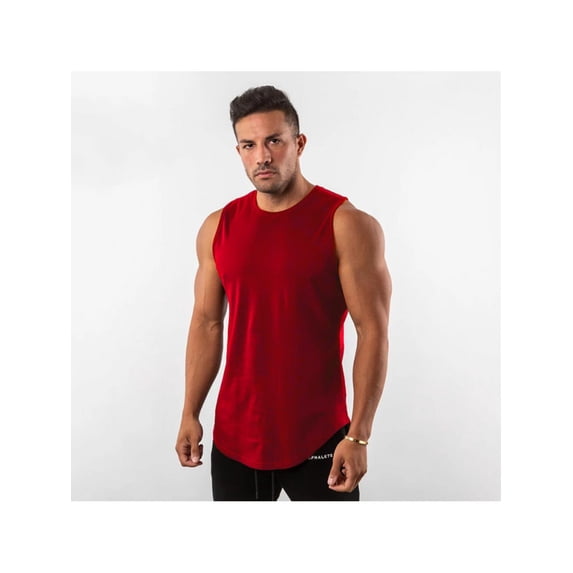 Men'S Sleeveless Shirts Quick Dry Tank Tops For Men Sun Protection Upf 50+ Athletic Gym Workout Muscle Shirts Gym Training Athletic Vest Shirt Red 2XL