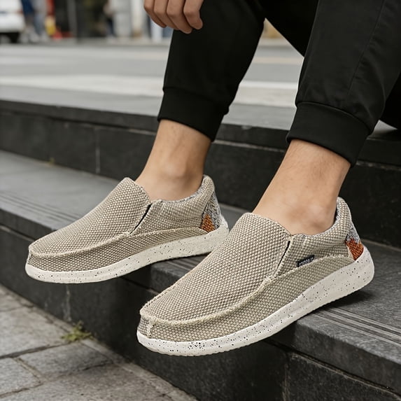 Men'S Slip-On Canvas Loafers Casual Shoes Soft Comfortable Stylish Shoes with EVA Lightweight Sole, 3 Colors Available