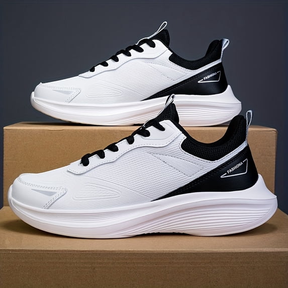 Men'S Slip-On Casual Shoes with Lightweight, Shock-Absorbing EVA Soles. Available in Black And White, These Low-Top Lace-Up Shoes Are Perfect for Minimalistic Everyday Formal And Athletic Wear