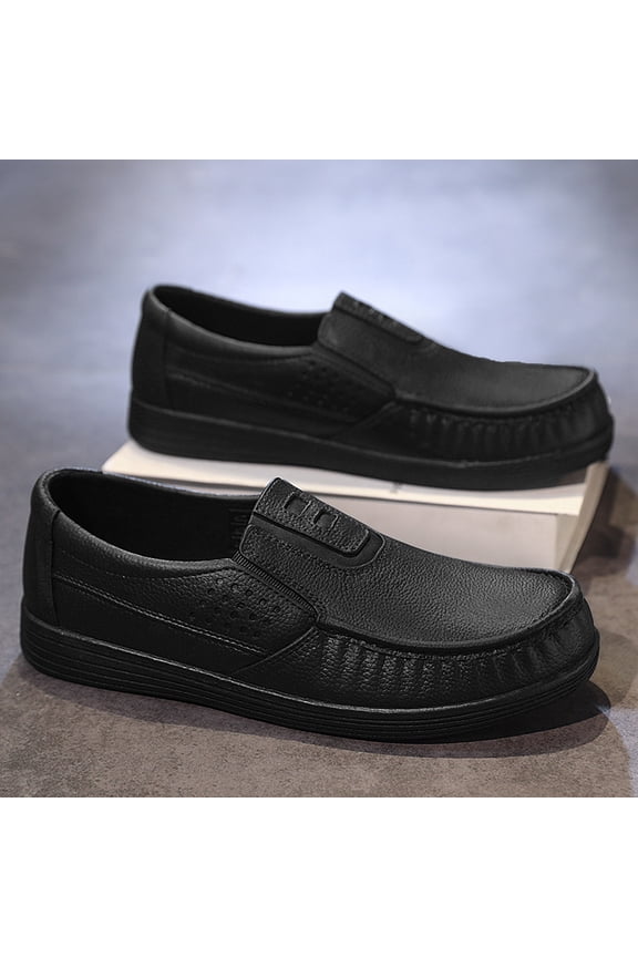Men'S Slip-On Shoes - Slip-On Closure, Low-Top Minimalist Design - Easy-Clean Black Sneakers for Office, Outings,Synthetic Upper & Cushioned Insole - Urban Formal & Everyday Casual Shoes