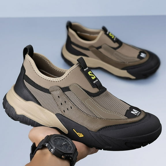 Men'S Slip-On Sneakers - All-Season Breathable Slip-Resistant Arch Support Low-Top Sneakers with Cushioned Insole & Arch Support - /Brown/ - All-Terrain