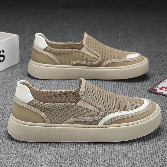 Men'S Slip-On Sneakers - Breathable Knit Upper & Cushioned PVC Sole, Lightweight Low-Top Casual Shoes with Arch Support, Color Options, Comfortable for Casual Attire, Gym, Office & Travel - Easy Slip