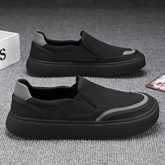 Men'S Slip-On Sneakers - Breathable Knit Upper & Cushioned PVC Sole, Lightweight Low-Top Casual Shoes with Arch Support, Color Options, Comfortable for Casual Attire, Gym, Office & Travel - Easy Slip