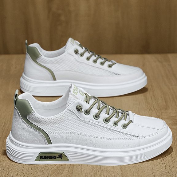 Men'S Slip-On Sneakers - Low-Top Round Toe Casual Shoes with Arch Support & Cushioned Insole, White & Light Blue Minimalist Design, All-Season Versatile Board Shoes for Students & Casual Attire, Dura