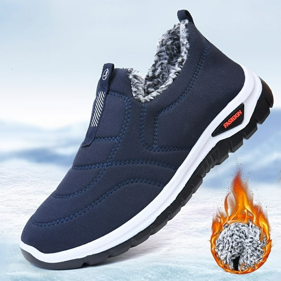 Men'S Slip-On Winter Running Shoes - Slip-Resistant Rubber Sole, Cushioned Insole - Lightweight Sneakers for Gym, Jogging, Everyday - Sneakers - Easy Slip-On Closure - Cold Weather Athletic Footwear