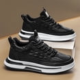 thumbnail image 1 of Men'S Slip-Resistant Skate Sneakers - Chunky Platform Shoes with Cushioned PVC Sole, -Slip Grip,Construction, Everyday - Lace-Up Closure, All-Terrain  Heavy-Duty Work Boots for Skateboarding, 1 of 8