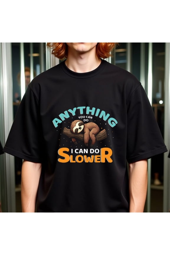 Men'S Slow and Relaxed Sloth Graphic T-Shirt - 100% Cotton, Crew Neck, Short Sleeve, Regular Fit, All-Season Casual Wear, 180gsm, Ideal for Summer Holiday Gift, Relaxed Fit Tee | Playful Graphic T