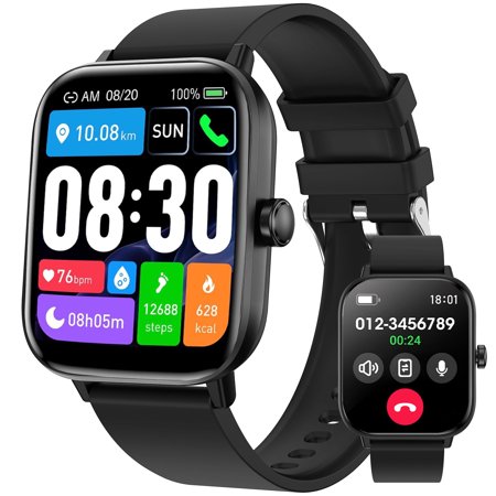 Fengqingyang Smartwatch for Men(Answer/Make Calls), 2025 Latest 1.85-Inch Fitness Tracker, Fitness Watch With Multiple Sports Modes, Suitable For Iphone And Android, Black