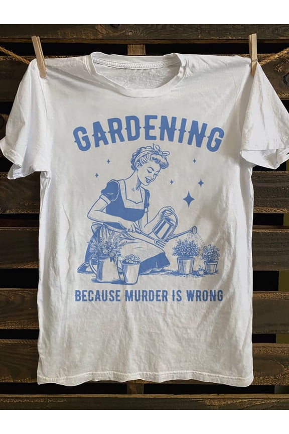 Men'S Soft Cotton Punk Rock Graphic T-Shirt - "Gardening Because Murder is Wrong" Fun & Edgy Design, Casual Short Sleeve Tee for Summer, Perfect for Men