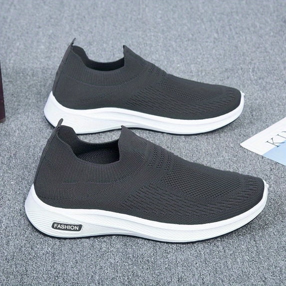 Men'S Soft-Soled Comfortable Sports Shoes, Knitted And Breathable, Slip-On Casual Athletic Shoes for Street And Road Running