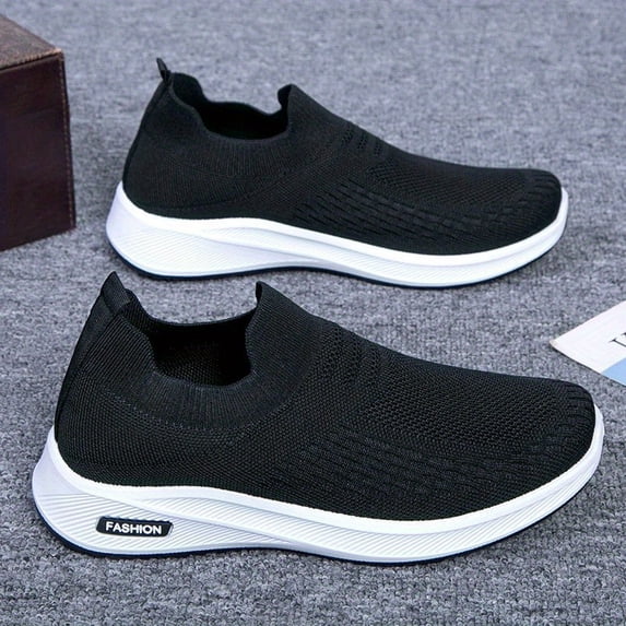 Men'S Soft-Soled Comfortable Sports Shoes, Knitted And Breathable, Slip-On Casual Athletic Shoes for Street And Road Running