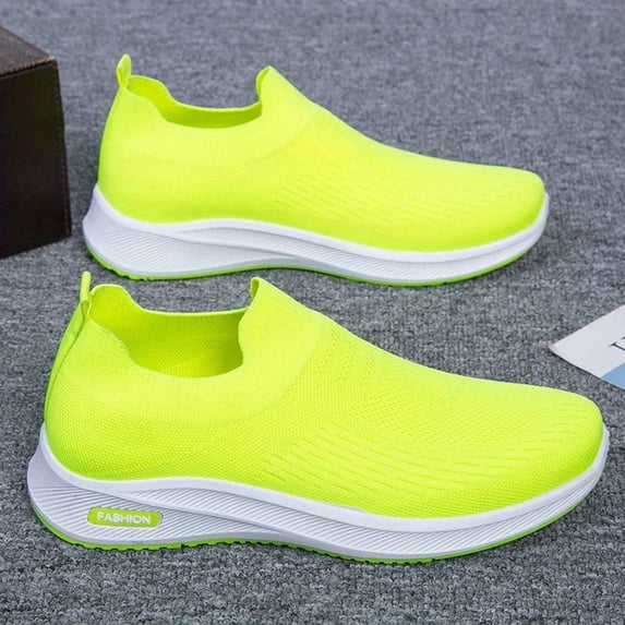 Men'S Soft-Soled Comfortable Sports Shoes, Knitted And Breathable, Slip-On Casual Athletic Shoes for Street And Road Running