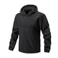 thumbnail image 1 of Men'S Softshell Jacket Hooded Lightweight Waterproof Windbreaker Zipper Raincoat Fall Outerwear For Hiking Travel Military Black Xxl, 1 of 6
