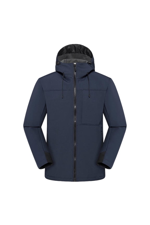 Men'S Softshell Jacket With Detachable Hood, Windproof Water-Resistant For Hiking, Camping & Outdoor, Breathable & Durable Navy Xxxl
