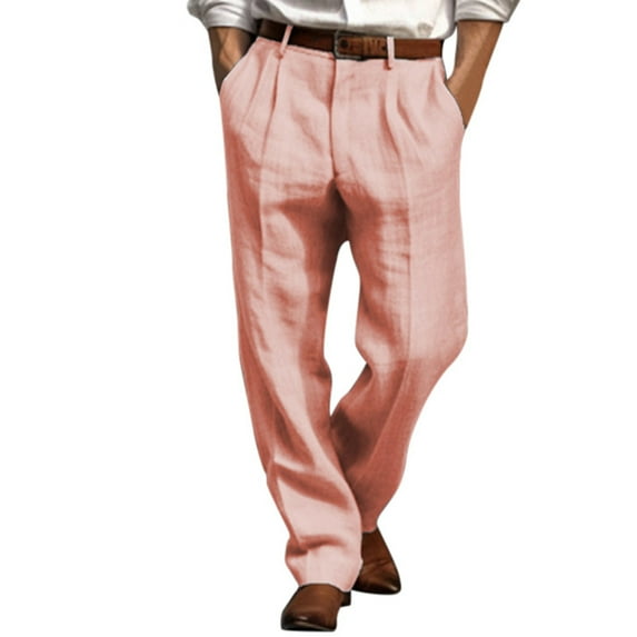 Men’S Solid Casual Pocket Outdoor Apparel Front Pocket Fold Wide 13 1 Leg Pants Elastic Waist Long Training Pants Men Belt Loose Pants