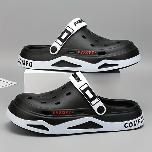 Men'S Solid Color Closed-Toe Breathable Thick-Soled Slippers, Comfortable Non-Slip Durable Soft Sole Anti-Odor EVA Sandals, Men'S Summer Footwear