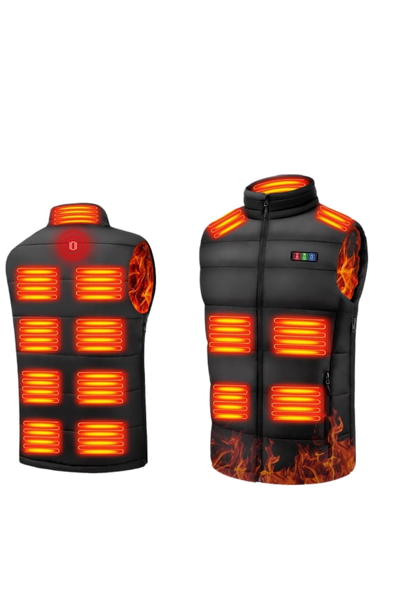 Men'S Solid Heating Vest, Winter Jackets, 15 Heated Zones Heated Vest, Heated Vest for Men & Women 5 in1 Smart Controller, Outdoor Heated Jackets Warm Heated Vest Windproof USB Powered Electric Body