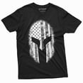 thumbnail image 1 of Men'S Spartan Helmet American Flag Tee Shirt Cool Warrior Helmet Us Tee (Large Black), 1 of 5