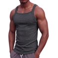 thumbnail image 1 of Men'S Square Neck Ribbed Slim Fit Sports Tank Top Dark Gray L, 1 of 9