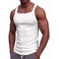 thumbnail image 1 of Men'S Square Neck Ribbed Slim Fit Sports Tank Top White XXL, 1 of 9