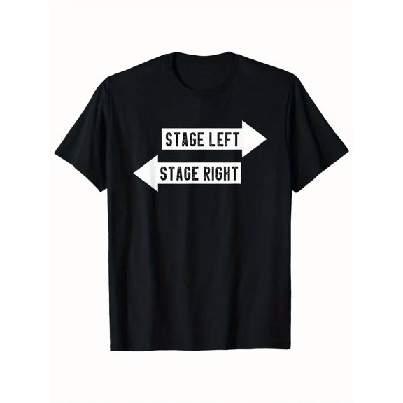Men'S Stage Left/Right Graphic T-Shirt - Funny Theater Design with Directional Arrows - Black & White Performance Tee - Breathable Round Neck Shirt for Musicals, Plays, Classes