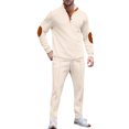 thumbnail image 1 of Men'S Stand Up Collar Button Casual Long Sleeved Shirt Long Pants Sports Suit, 1 of 5