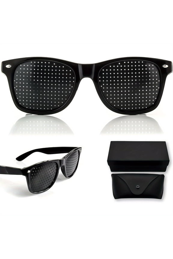 Men'S Stylish Black Porous Eyewear - Lightweight Modern Glasses with Breathable Frame, Comfortable Fit & Enhanced Eye Support, Fashion Eyewear f Driving- Durable & Versatile Everyday Glasses for Men