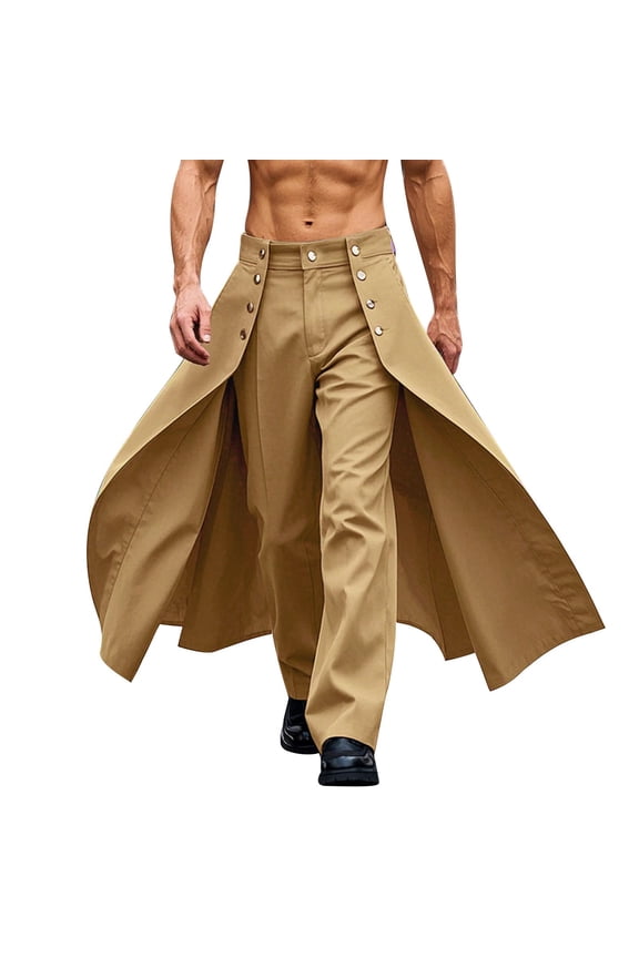 Men'S Stylish Patchwork Cape Dress Pants High Waisted Straight Leg Suit Pants Business Casual Trousers With Pockets