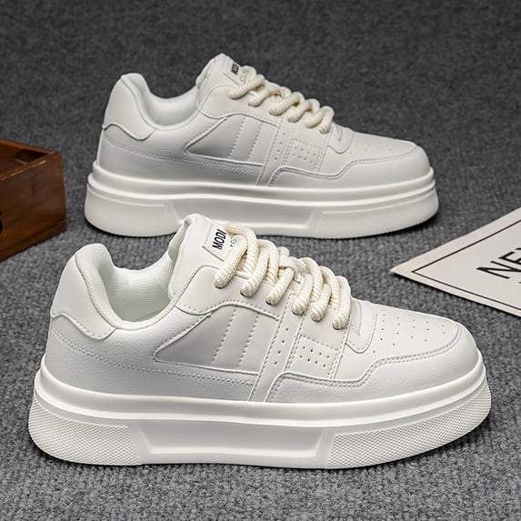 Men'S Stylish Thick-Soled Skate Shoes with a Solid Color Upper And Non-Slip Sole, Jogging, Traveling, And All Seasons Trendy Footwear for Boys, Suitable for Outdoor Campus Walking,