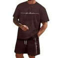 thumbnail image 1 of Men'S Summer Casual 2 Piece Outfits Geometric Print Button Down Short Sleeve Shirt and Shorts Set Jogging Summer Outfits (Brown_01 ,M), 1 of 6