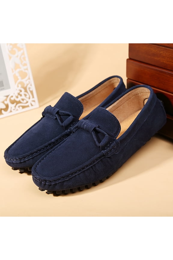 Men'S Summer Fashion Loafers - Minimalist Slip-On Casual Shoes with Bow Detail, British Style, Round Toe, Faux Cover, Comfortable for Daily Wear, Allseason Shoes | Simple Style Loafers | Durable Sole