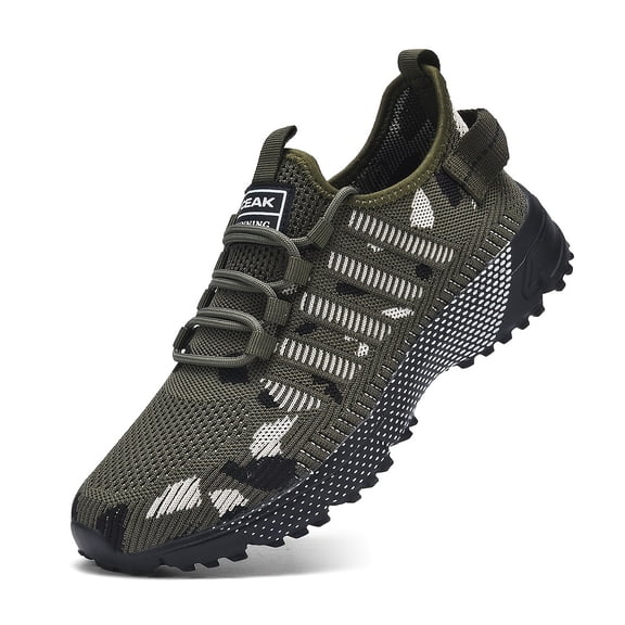 Men'S Summer Low-Top Breathable Camouflage Mesh Running Shoes Outdoor Anti-Slip Plus Size Casual Athletic Shoes