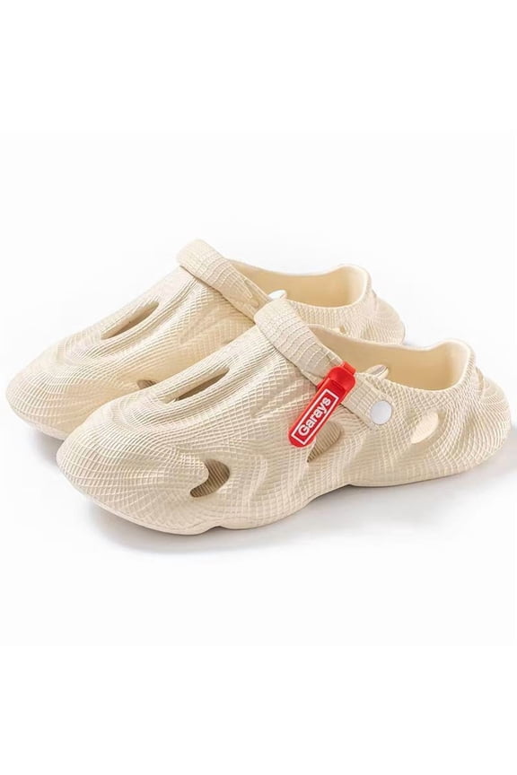 Men'S Summer Outdoor Closed-Toe Clogs with Breathable Perforations, Non-Slip Coconut Half-Slippers Sandals