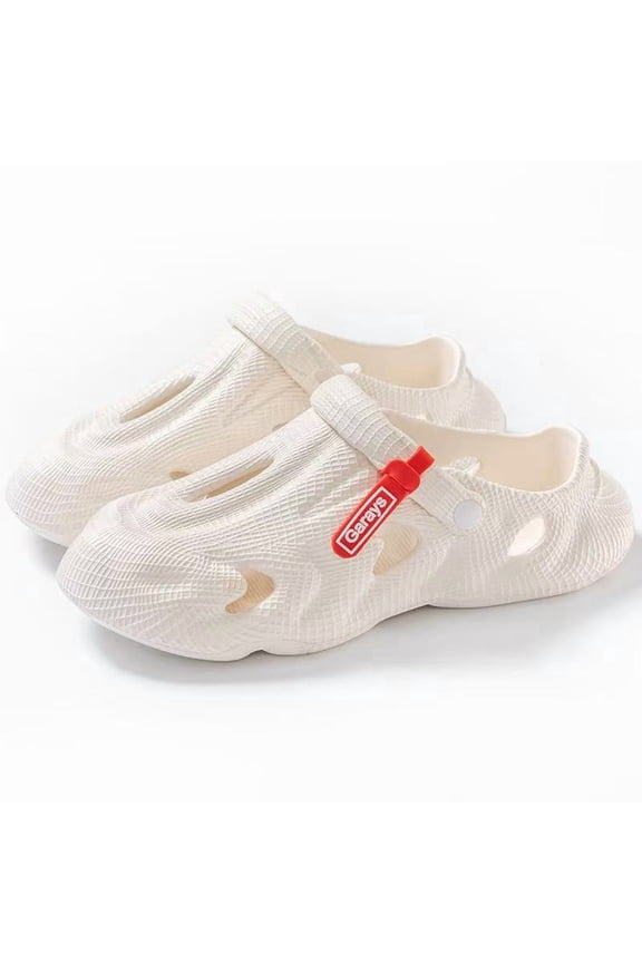 Men'S Summer Outdoor Closed-Toe Clogs with Breathable Perforations, Non-Slip Coconut Half-Slippers Sandals