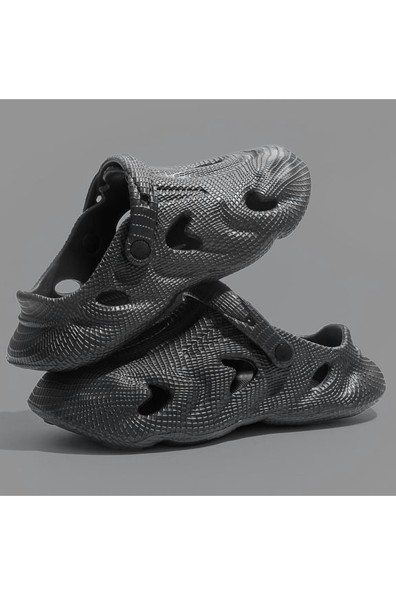 Men'S Summer Outdoor Closed-Toe Clogs with Breathable Perforations, Non-Slip Coconut Half-Slippers Sandals