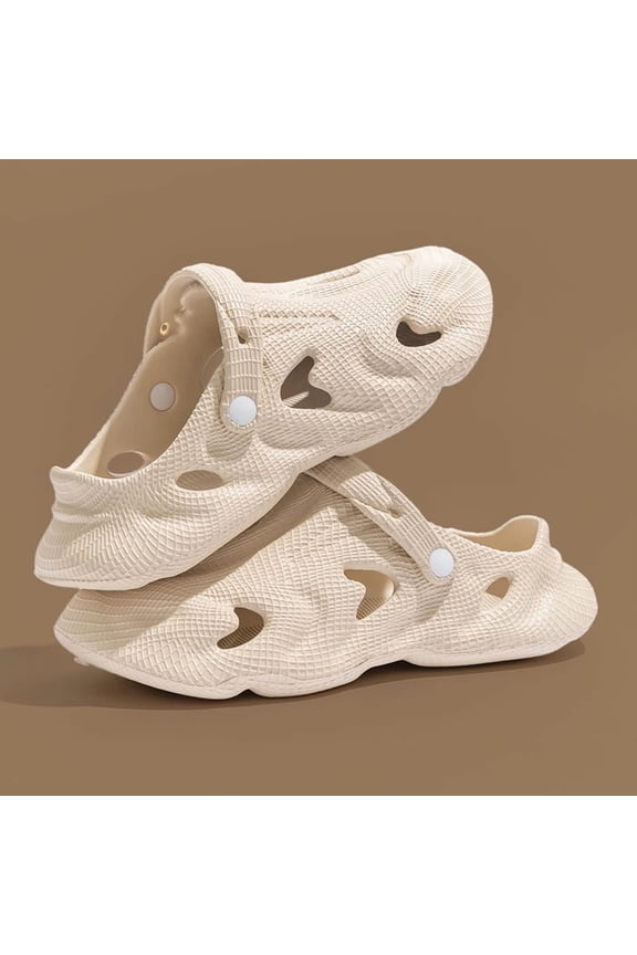 Men'S Summer Outdoor Closed-Toe Clogs with Breathable Perforations, Non-Slip Coconut Half-Slippers Sandals