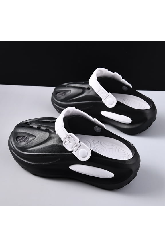 Men'S Summer Outdoor Non-Slip Closed-Toe Half Slippers | Wear-Resistant, Odor-Free, Driving Thick-Soled, Breathable Beach Slippers with EVA Material