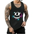 thumbnail image 1 of Men's Summer Tank Top Solid Color Printed Sleeveless Round Neck Thin Strap Leakage Back Regular Casual Athletic Tank Blouses, 1 of 5